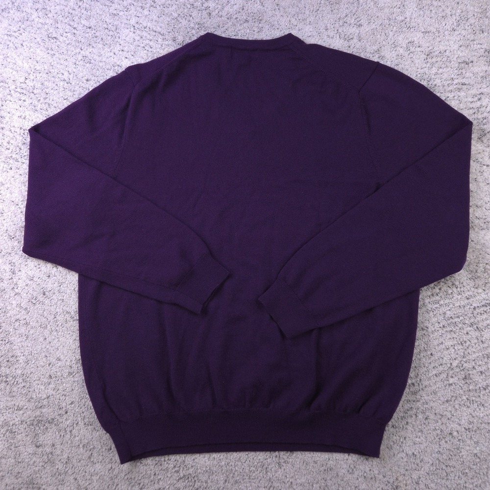Brooks Brothers Sweater Mens XL Merino Wool Blend Pullover V-Neck Purple EUC - Picture 2 of 7